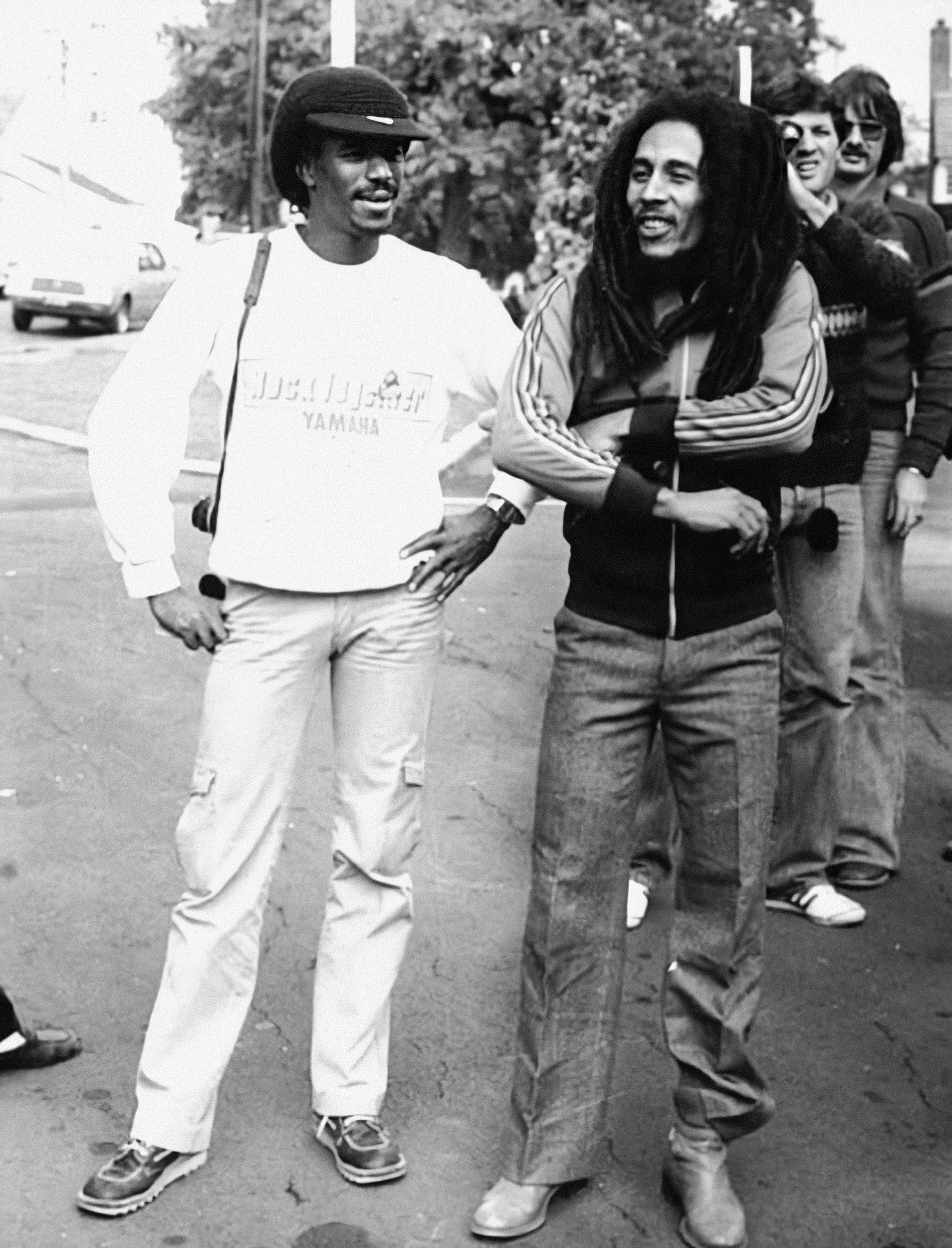 Junior Marvin and Bob Marley. Photo courtesy of Junior Marvin.